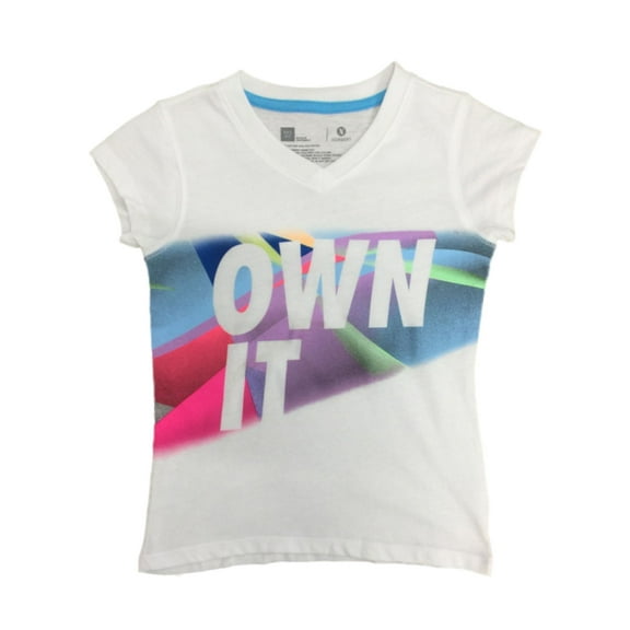 Xersion Girls White Own It V-Neck Short Sleeve Athletic Sports T-Shirt Medium
