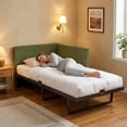thumbnail image 3 of Twin Corduroy Upholstered Daybed Frame, Sturdy Metal Bed with Underbed Storage and Wood Slats, Supports up to 550 lbs, Green, 3 of 13