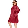 thumbnail image 4 of GFDYREE Women's Plus Size Satin Robes Plus Size Silky Kimonos Robes Sleepwear,Short, 4 of 5