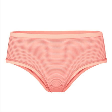 Victoria s Secret No-Show Stripe Mesh Cheeky Panty in Just Peachy - Ladies Small