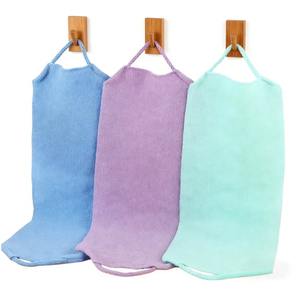 Topboutique Exfoliating Body Scrubber with Handles,4 Pcs Back Scrubber,Nylon Exfoliating Cloth,Stretchable Pull Strap Shower Washcloth,Cleansing Massage Strap Wash Cloth,Body Scrub Towel,4 Colors