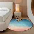thumbnail image 3 of Blue Pink Ombre Sky Round Area Rug 7 FT,Non Slip Living Room Area Carpet,Modern Sunset Glow Bird Silhouette Washable Soft Circular Rug Non-Shedding Floor Carpet for Bedside Office Play Room Classroom, 3 of 9