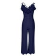 thumbnail image 5 of Honeeladyy Women Summer Casual Sleeveless Solid Color Bandage Wide Leg Pants Jumpsuits Simple Loose Women Trousers, 5 of 8