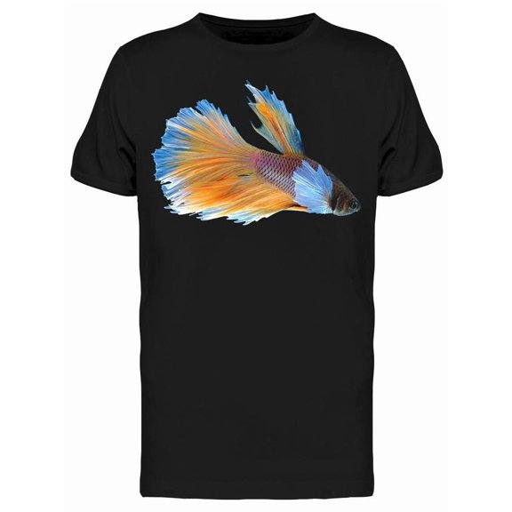 Halfmoon Betta Fish On Blue Tee Men's -Image by Shutterstock