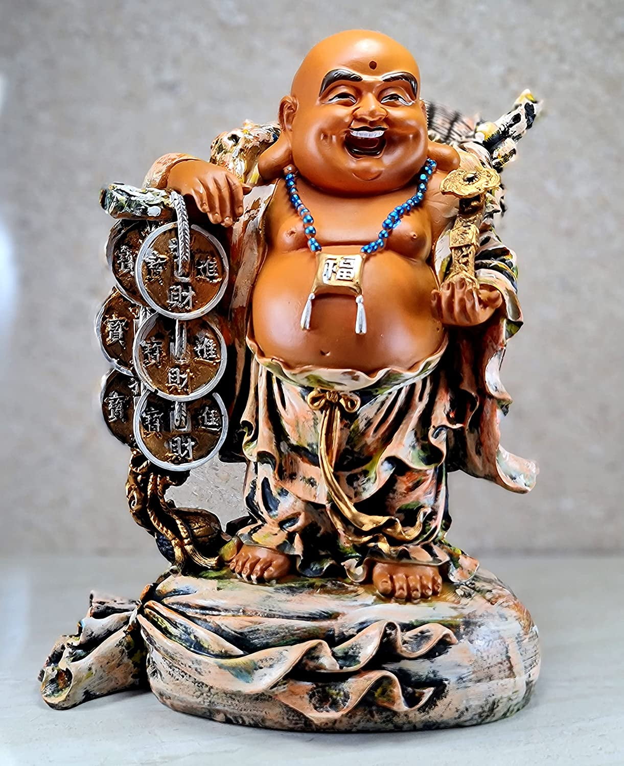 Laughing Buddha Ornament Resin Good Luck Sculpture Gift