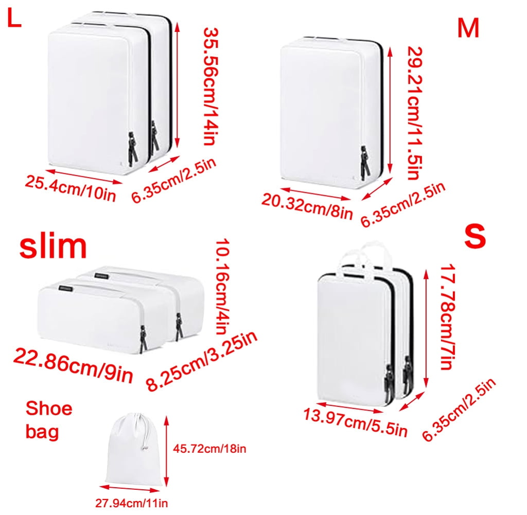 Compression Packing Cubes Set of 10 for Organized Travel and Easy Storage