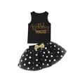 thumbnail image 1 of xiaxaixu 2Pcs Girls Outfit, Letters Print Tank Tops + Sequined Mesh Skirt, 1 of 9