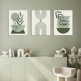 thumbnail image 5 of Sage Green Wall Art Decor Minimalsit Boho Wall Art Set of 3,Framed Canvas Wall Art Geometric Line Leaf Sun Moon Beige Green Wall Decor Modern for Living Room Bedroom Bathroom Office (12x16inch), 5 of 6