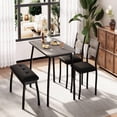 thumbnail image 5 of Soonbuy Dining Table Set for 4, Sturdy Wooden Kitchen Table with Chamfer Design and Metal legs, Upholstered Bench & 2 Classic Dinner Chairs, Kitchen and Dining Set for Home Dinner, Party, Apartment, 5 of 9