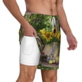 thumbnail image 3 of Picia Vintage Wooden Bucket pattern Mens Swim Trunks with Compression Liner Stretch Beach Shorts Quick Dry with Zipper Pockets No-Chafing Board Shorts-Medium, 3 of 9