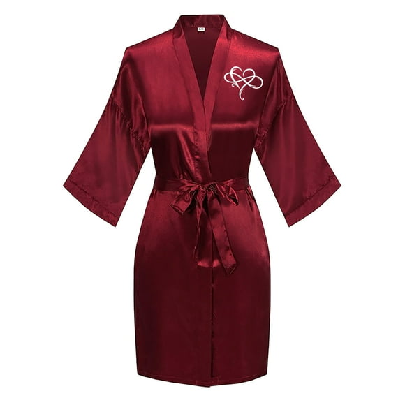 TIMIFIS Women's Short Silky Robes Bridesmaid Bride Party Satin Robes Sleepwear Plus Size Wedding Bridal Party Loungewear Dressing Gowns with 3/4 Sleeve - Spring/Summer