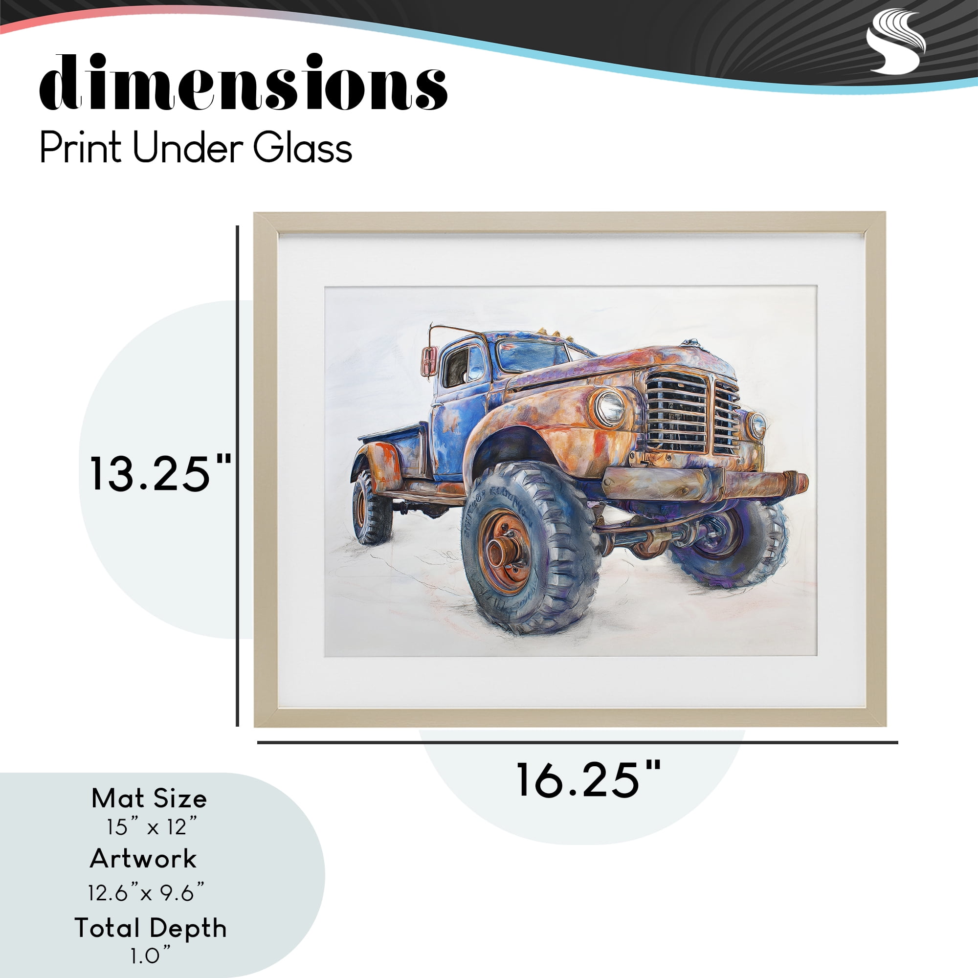 Stupell Industries Old Rustic Truck Illustration Birch Framed Print Under Glass, design by Steve Hunziker