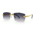 thumbnail image 4 of Serpent Snake Arm Rimless Rectangle Luxury Gangster Sunglasses Gold - Smoke, 4 of 7