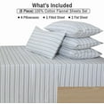 thumbnail image 4 of Ruvanti Flannel Sheets Queen Size 6 Pcs - 100% Cotton Double Brushed Bed Sheets, Deep Pockets 16 Inches Queen Sheet Set, All Seasons Breathable, Extra Soft & Comfy, ocean stripe, 4 of 7