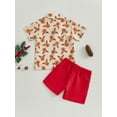 thumbnail image 4 of Suealasg Little Boys Christmas Gentlemen Outfits 6M 1T 2T 3T 4T Car Tree Print Short Sleeve Button Shirt + Shorts Set 2Pcs Casual Summer Clothes for Toddler Boys, 4 of 7