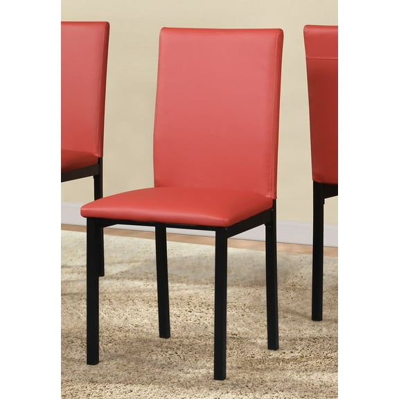 Noyes Red Faux Leather Dining Chairs (Set of 4) - Metal Frame, 17.5"W x 21.5"D x 36"H, Minimalist Style for Dining Room & Breakfast Nook