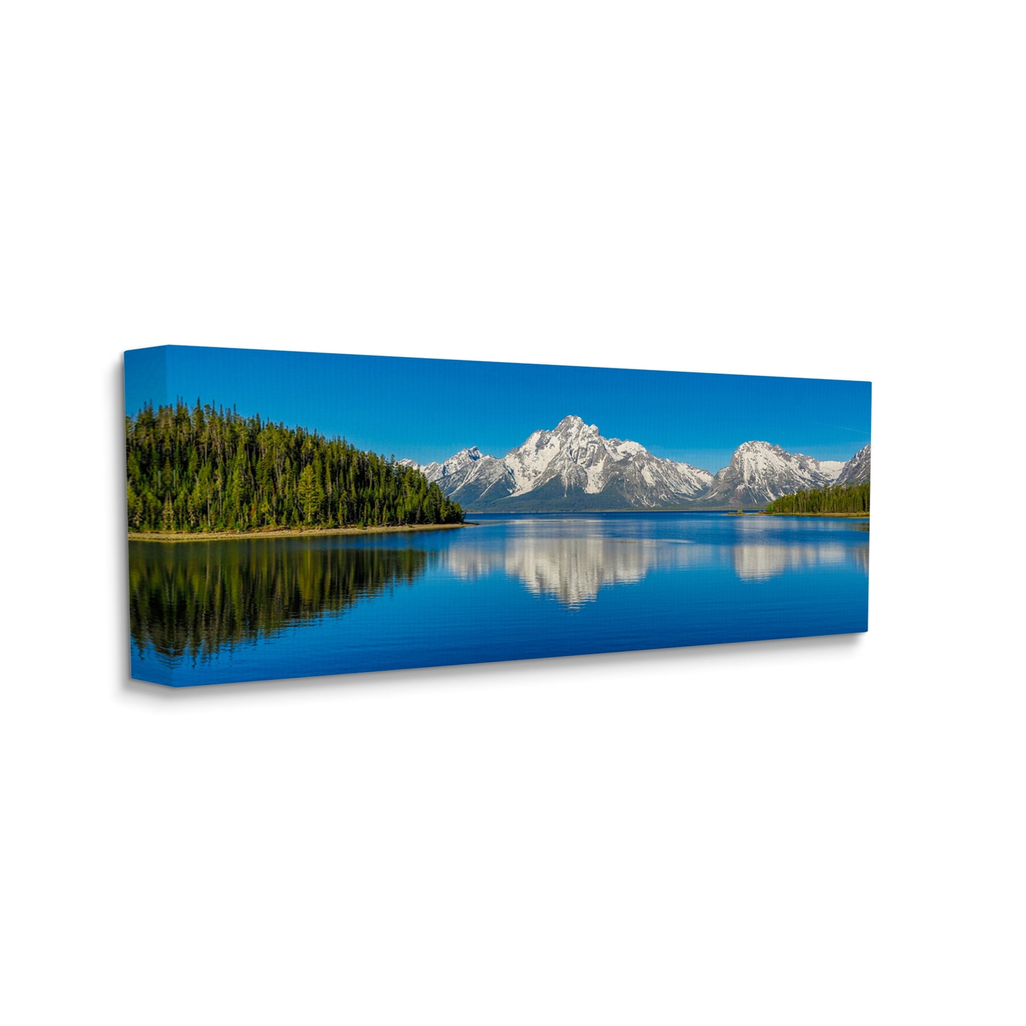 Stupell Industries Snowcapped Mountains Clear Lake Reflection Panoramic Scenery Canvas Wall Art, 48 x 20, Design by Daniel Sproul
