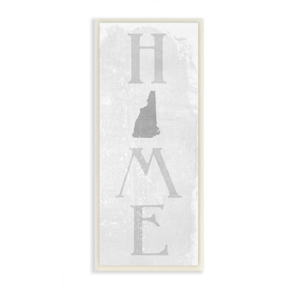 Stupell Industries New Hampshire Home State Map Grey Textured Word Design Wall Plaque Art by Daphne Polselli