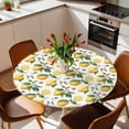 thumbnail image 6 of Watercolor Lemon Leaves Flower Round Fitted Tablecloth with Elastic Edge,Waterproof Table Cloth Fits Tables Up to 36"-44",Wipeable Washable Table Cover for Indoor Outdoor Dinning,Farm Fruit Harvest, 6 of 9