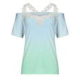 thumbnail image 4 of Blusa superior sexy de manga corta con retazos de encaje con cuello en V de verano para mujer OAVQHLG3B Store  lin121212, 4 of 4