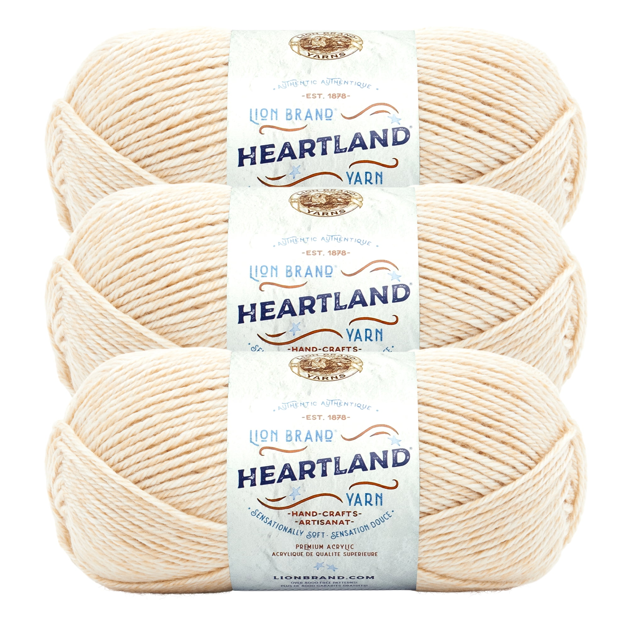 Lion Brand Yarn Heartland Acadia Medium Acrylic Offwhite Yarn 3 Pack