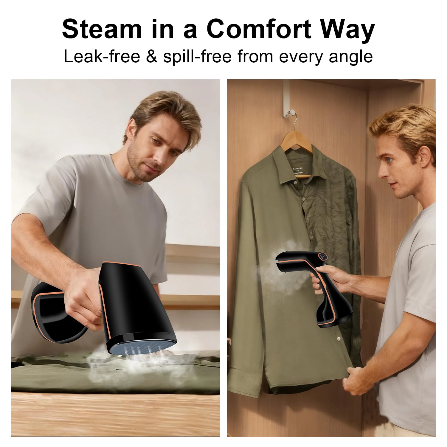Steamer for Clothes, 1500W Fast Heat-up Clothes Steamer Handheld Garment Steamer with 3 Steam Settings, 320ml Water Tank with Cord, Portable Travel Steam Iron for Removes Wrinkle Safe on All Fabric