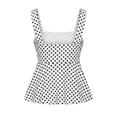 thumbnail image 3 of Tank Tops For Women Polka Dot Spaghetti Strap Tie Up Flowy Crop Top Summer Sleeveless V Neck Casual Going Out Shirts Cute Ruched Peplum Tops Y2K Tie Backless Streetwear Babydoll Camisole Tank White, 3 of 3