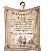 Best 50th Anniversary Wedding Gifts - 50th Anniversary Blanket for Parents 60"x 50" - Golden Wedding Gift for Couple - 50 Years of Marriage Throw Blankets - 50th Anniversary Decorations