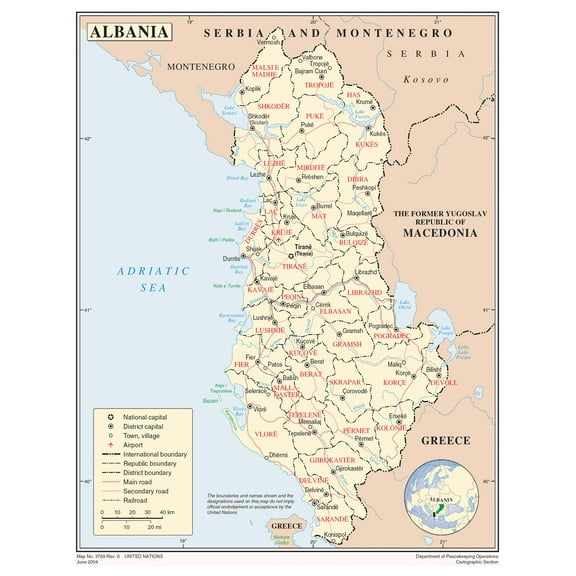 Palmetto Posters Map of Albania 24" x 31" Poster