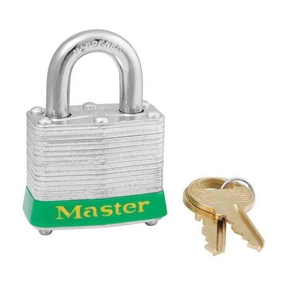 Master Lock Lockout Padlock,KA,Green,1-1/4"H,PK6 3KAS6GRN