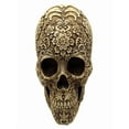 thumbnail image 4 of Creative Skull Flowers Sculpture 8.1'' Human Head Skeleton Statue Collectible Halloween Decoration Home Decor,Gold, 4 of 14