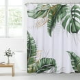 thumbnail image 6 of Floral Leaf Shower Curtain Plant Tropical Shower Curtain Bathroom Shower Curtain Set Linen Textured Fabric Bath Curtain Neutral Blue Shower Curtains for Beach Hotel Bathtubs with 12 Hooks, 72x72 Inch, 6 of 6