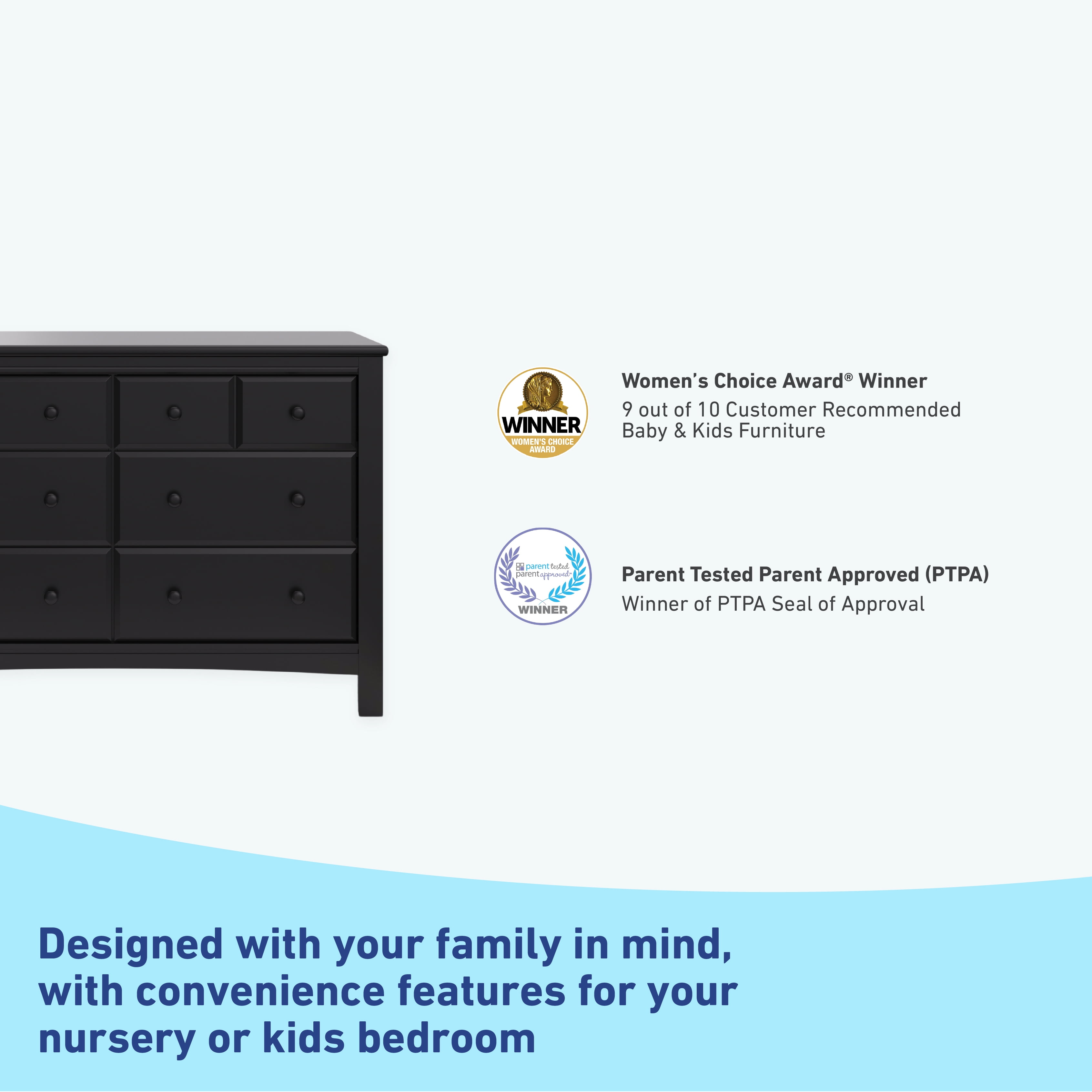 Graco Benton 6 Drawer Nursery Double Dresser, Black