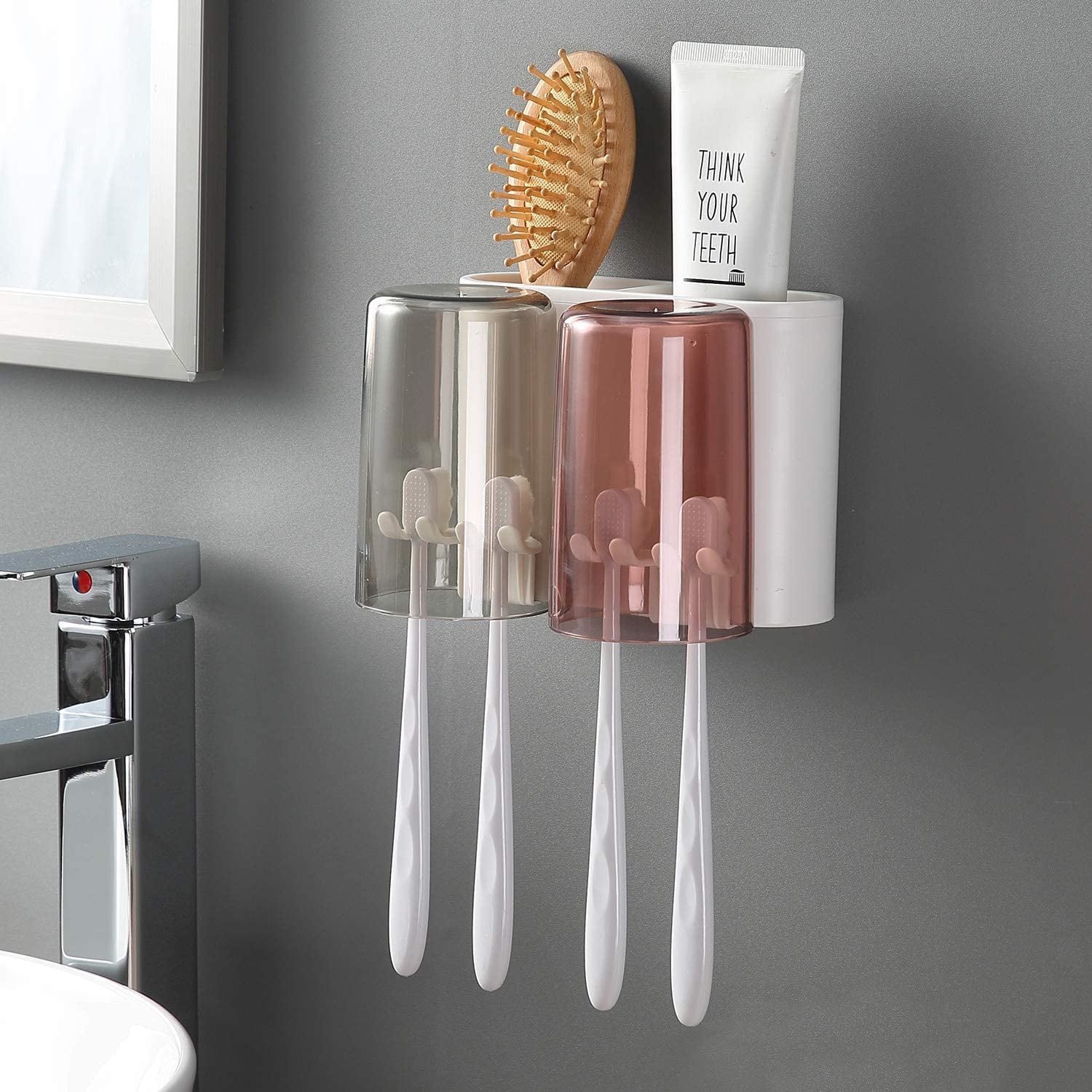 1* Wall Mounted Electric Toothbrush Storage Rack Toothpaste Holder Transparent 