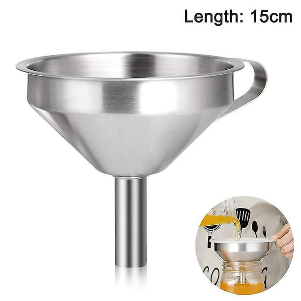 Embudos grandes de acero inoxidable para cocina, embudos de metal de calidad alimentaria de 15cm
