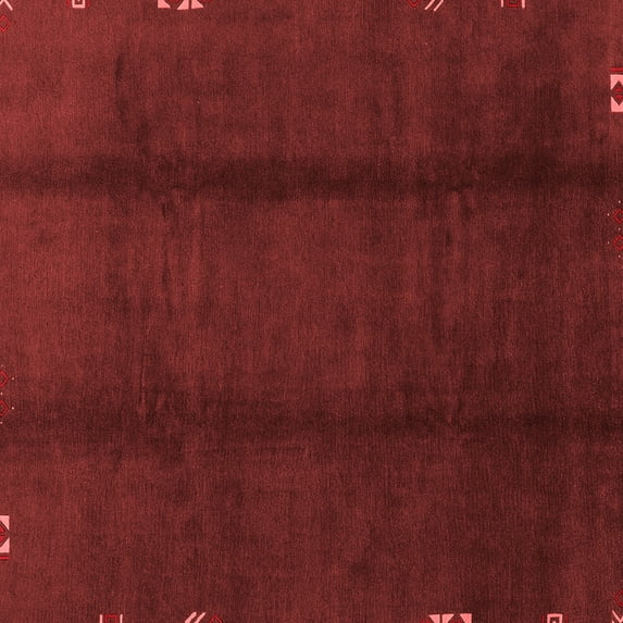 Ahgly Company Machine Washable Indoor Square Abstract Red Modern Area Rugs, 8' Square