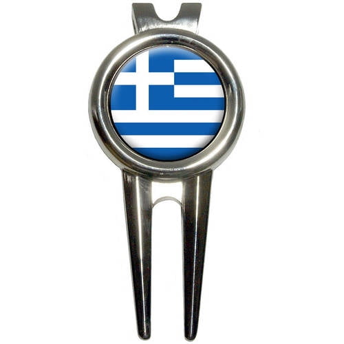 Greece Greek Flag Golf Divot Repair Tool and Ball Marker by Graphics and More