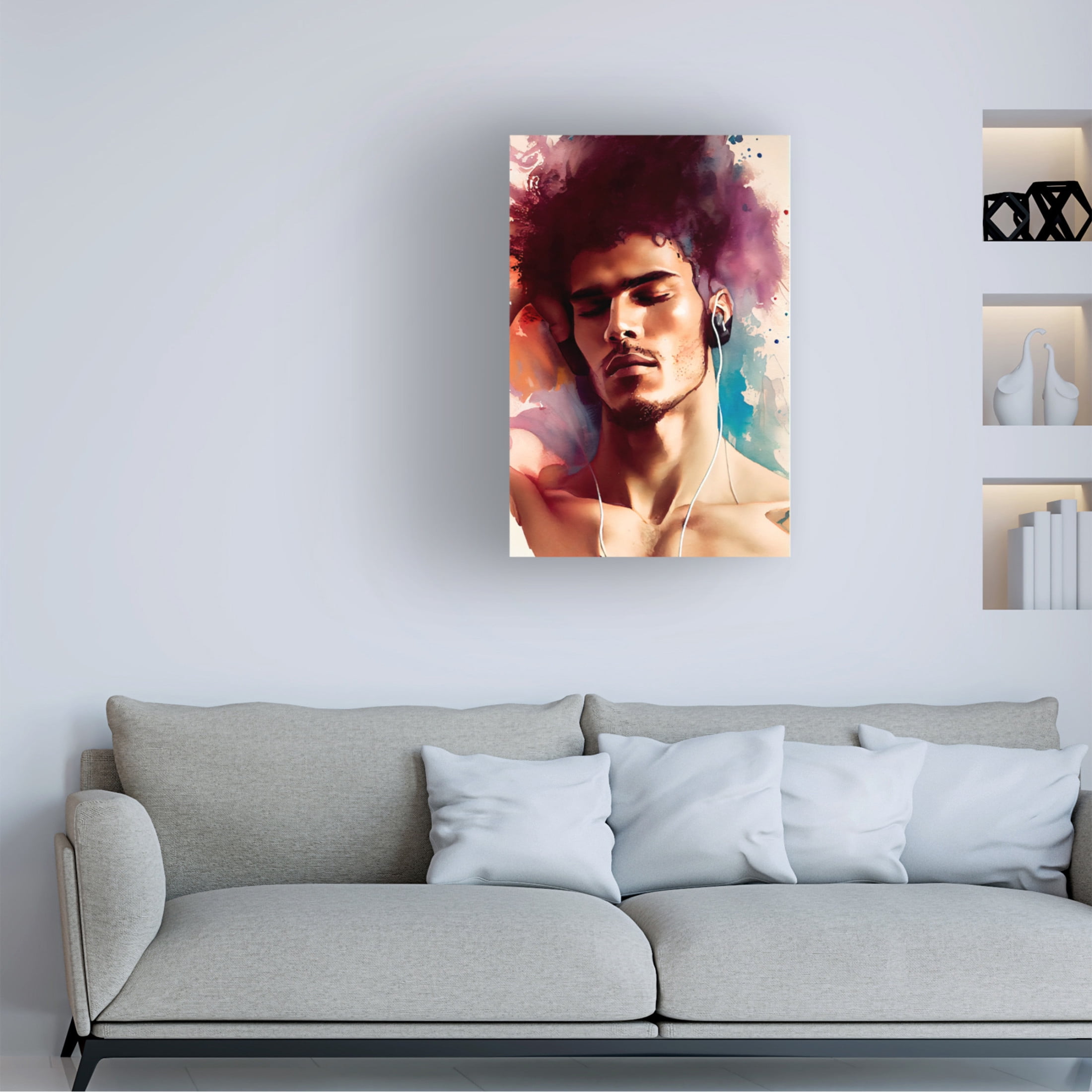 Canvas Wall Art - Sasha 'Music Man II' Wall Art for Living Room, Bedroom, or Office Décor by Trademark Fine Art - 30 x 47 Inches