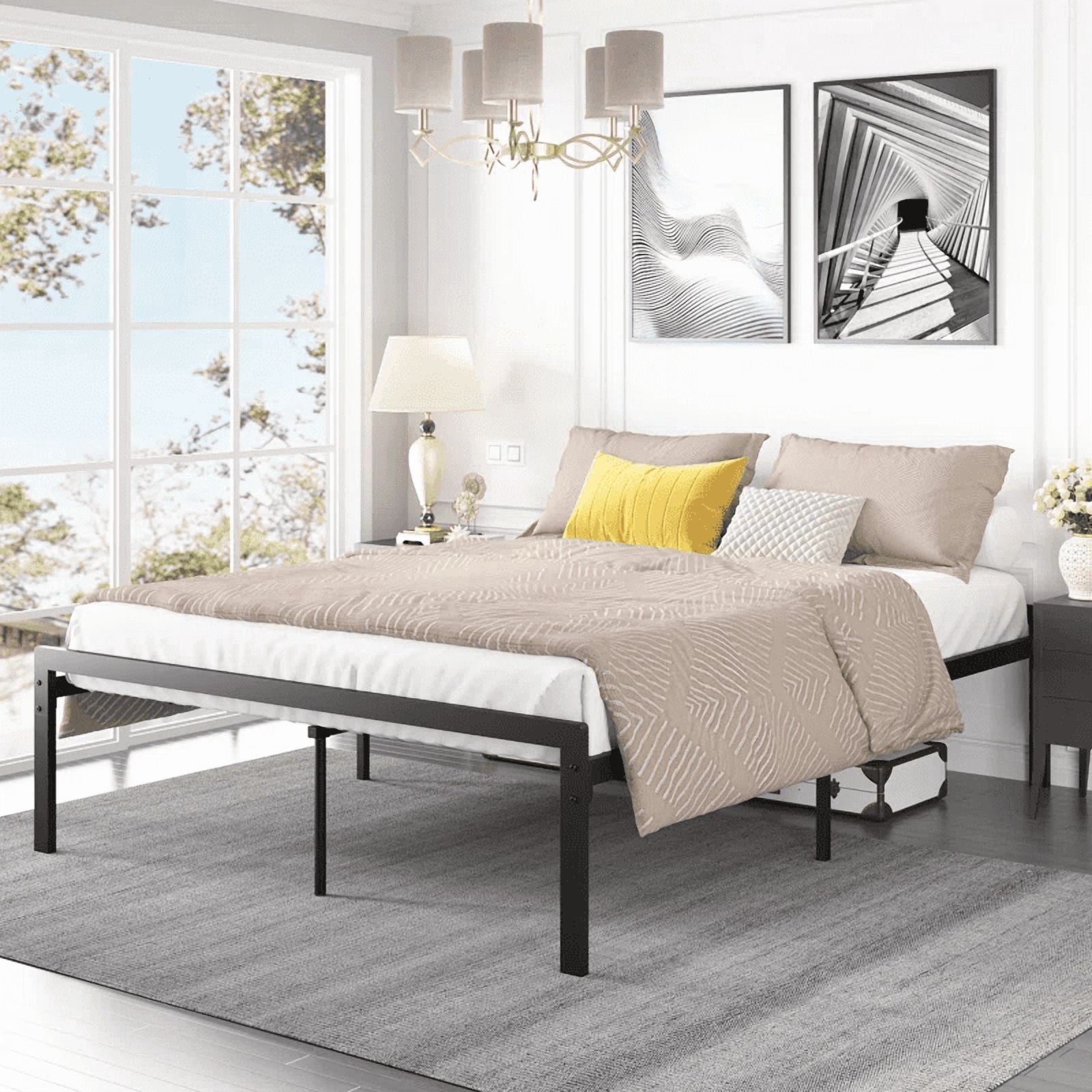 Yoneston Queen 16-Inch Heavy Duty Metal Platform Bed Frame with Large Under-Bed Storage, Non-Slip Design