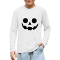 thumbnail image 4 of CLOISE Kids Boys Girls Casual Tops with Long Sleeve Halloween Glow in the Dark Cotton Crew Neck Pullover Pumpkin Shirts Fall Slim Tunic Clothes for Daily Wear White 4T, 4 of 8
