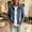 W7-Dark Blue, variant on Cropped Stretch Jean Jacket for Women Collared Full Zip Up Jean Coats with Zipper Pockets Long Sleeve Jackets Fall Casual Loose Fit Vintage Lightweight Outwear,Black L