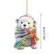 thumbnail image 3 of Lindo colgante de oso acrílico con bufanda, divertido oso, decoración navideña, 3 of 3
