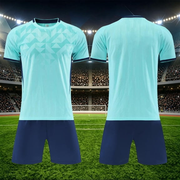 Trikvn Boys Summer Sports Uniform Lightweight Short Sleeve Jersey Shirt and Quick Dry Athletic Shorts 2-Piece Outfit for Youth Soccer Team Training Running Workout