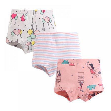 

Girls Cute Print Underwear Cotton Briefs Soft shorts Breathable Undies Boxer Panties 2-10Y 3-Pack