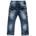 thumbnail image 2 of CULTURA Baby Boy's Toddler Jeans, Elastic Waist Inside Slim Wash Basic Stretch Denim Pants, Blue -Thick Stitch, 2T, 2 of 8