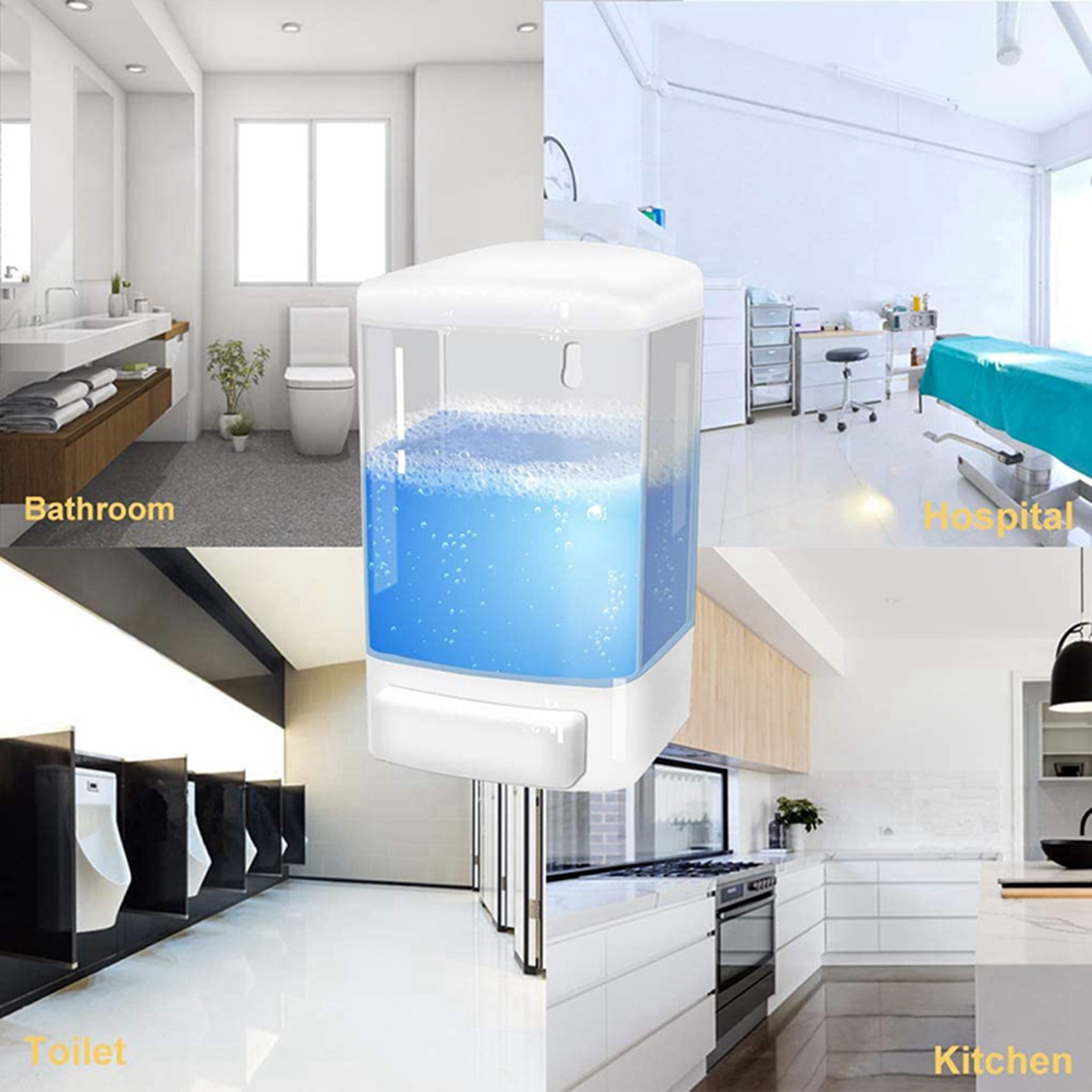 2X Manual Soap Dispenser 1000Ml Wall Mount Bathroom Commercial for Kitchen Restaurant
