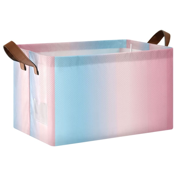 Yayeee Foldable Storage Basket for Shelves with Handles Waterproof Cloth Bins, Light Pink Gradient