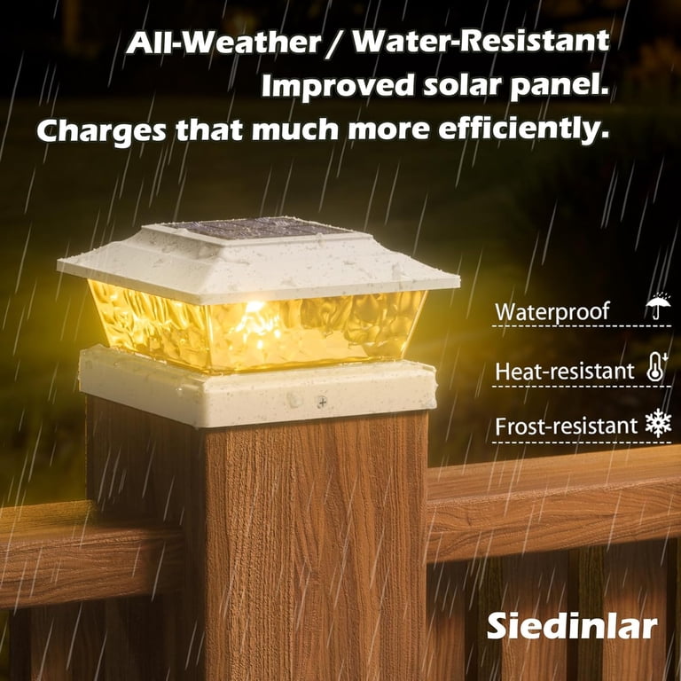 SIEDiNLAR 6-Pack Solar Post Cap Lights – 12 LEDs, 4 Modes, Warm/Cool White, Fits 4x4 5x5 6x6 Wood & Vinyl Fence Posts, Outdoor Patio Deck Decor
