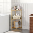 thumbnail image 5 of Corner Shelf Stand - 3 Tier Bamboo Small Corner Bookshelf for Office Kitchen Bedroom Plant Stand Living Room Decor Small Space (Natural，3 Tier), 5 of 7