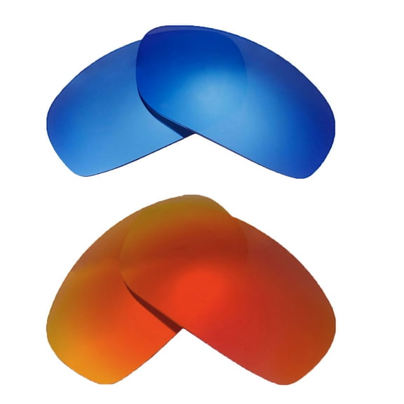 Walleva 2 Paris Polarized Replacement Lenses For Bolle Anaconda Sunglasses-Fire Red   Ice Blue